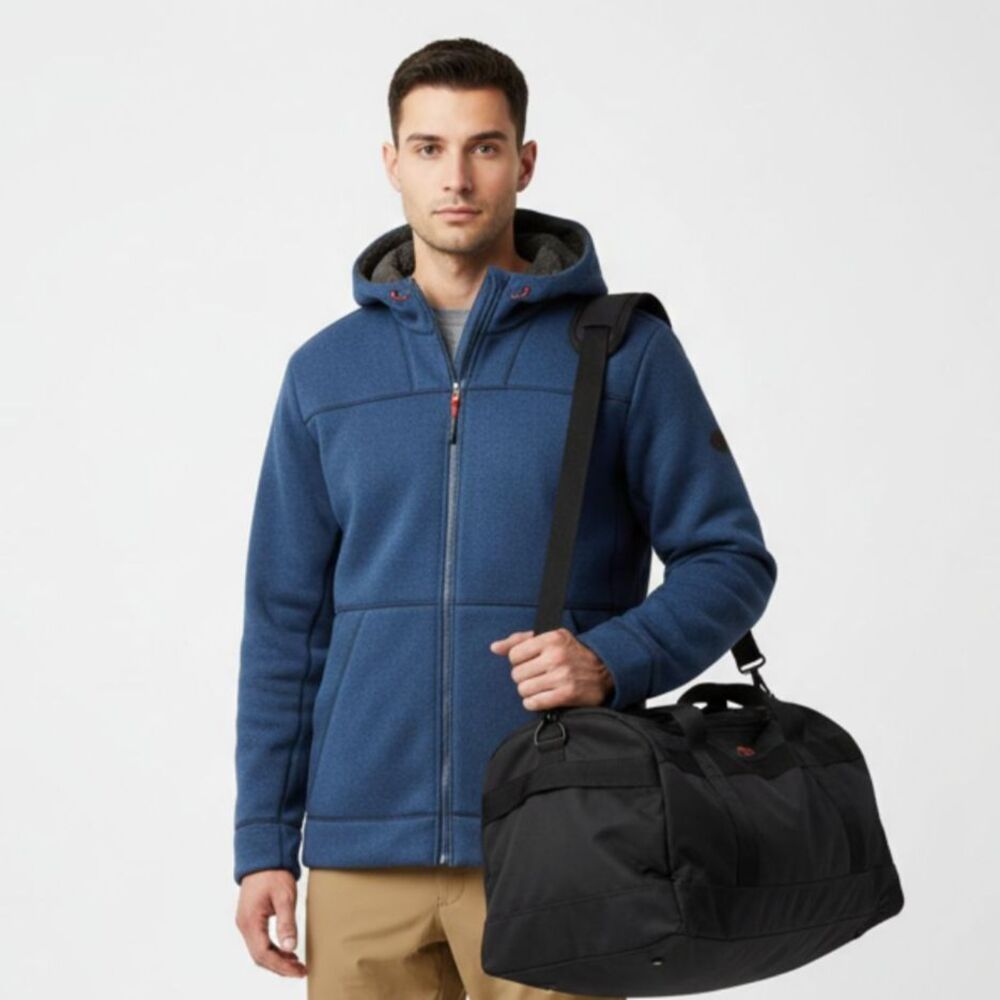 North Face Men’s Blue Zip Up Fleece Hooded Jacket XL
